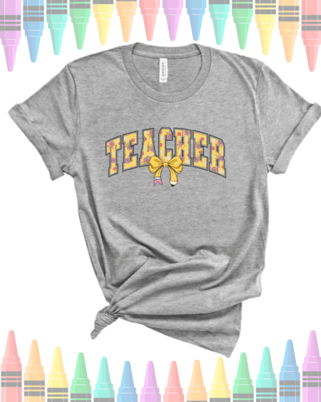 Teacher Coquette Pencil Bow T-Shirt
