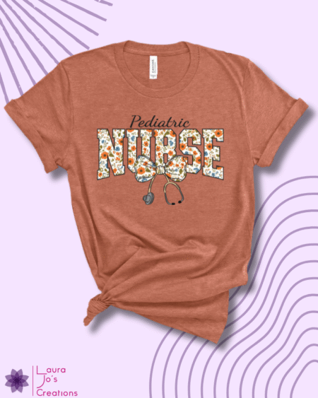 Floral Pediatric Nurse T-Shirt